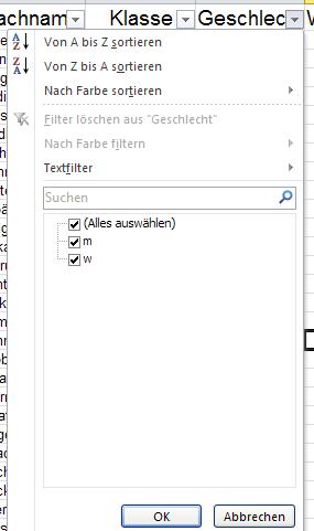 Schalter Filter